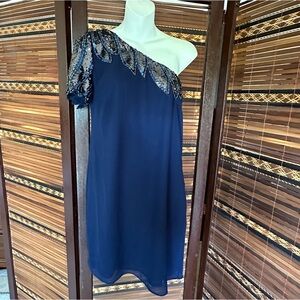 Karlie Navy One Shoulder Dress